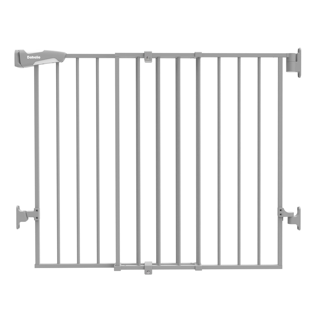 Babelio Baby Gate for Stairs & Doorways, 26-43" W 34" H Extra Tall| No Bottom Bar| Easy Installation| One-Handed Operation| Auto-Close| Hardware Mount (Drill Needed) Safety Dog/Pet Gate Indoor (Grey)