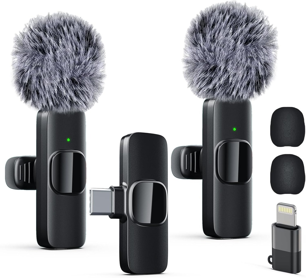 Professional Wireless Lavalier Lapel Microphone for iPhone, iPad, mini Video Recording Mic forInterview Video Podcast Vlog YouTube&Livestream, Noise Reduction, Plug &Play