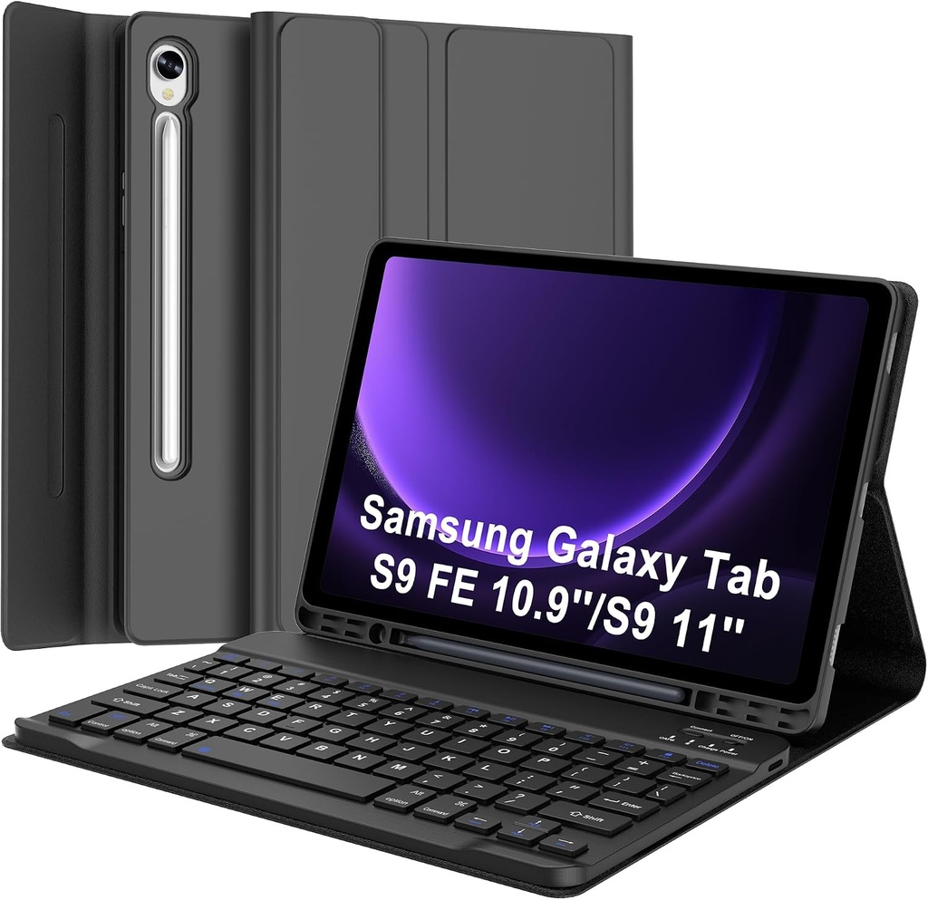 Keyboard Case for Galaxy Tab S10 Lite/ S10 FE /S9 FE 5G 10.9 /S9 11 Inch, Detachable Wireless Keyboard, Slim Folio Stand Magnetic Cover with S Pen Holder Support Wireless Charging, Auto Wake/Sleep