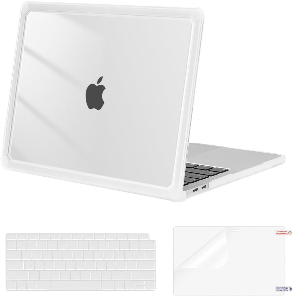 MOSISO Compatible with MacBook Air 13 inch Case 2022-2018 Release A2337 M1 A2179 A1932, Anti-Cracking Heavy Duty Plastic Hard Shell Case with TPU Bumper&Keyboard Cover&Screen Film, Transparent