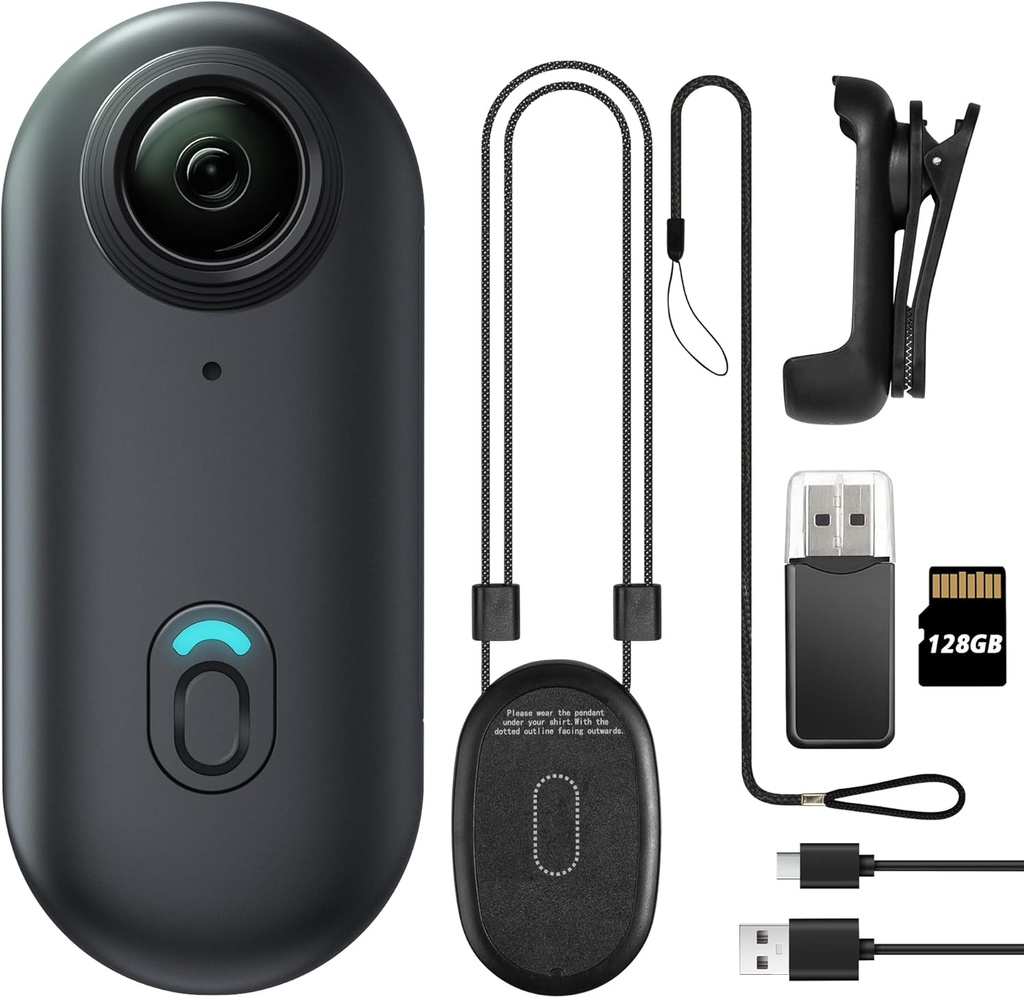Mini Body Camera, Wearable Action Body Cam, Thumb Size Hands Free Recording Body Worn Camera, Premium Portable Camcorder Mount Anywhere for Pet Walking, Work, Travel (Black, 128GB)