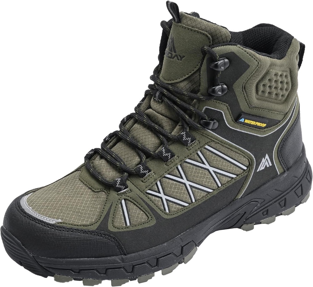 Queday Men's Hiking Boots Waterproof Outdoor Lightweight Trekking Shoes Ankle High Boots