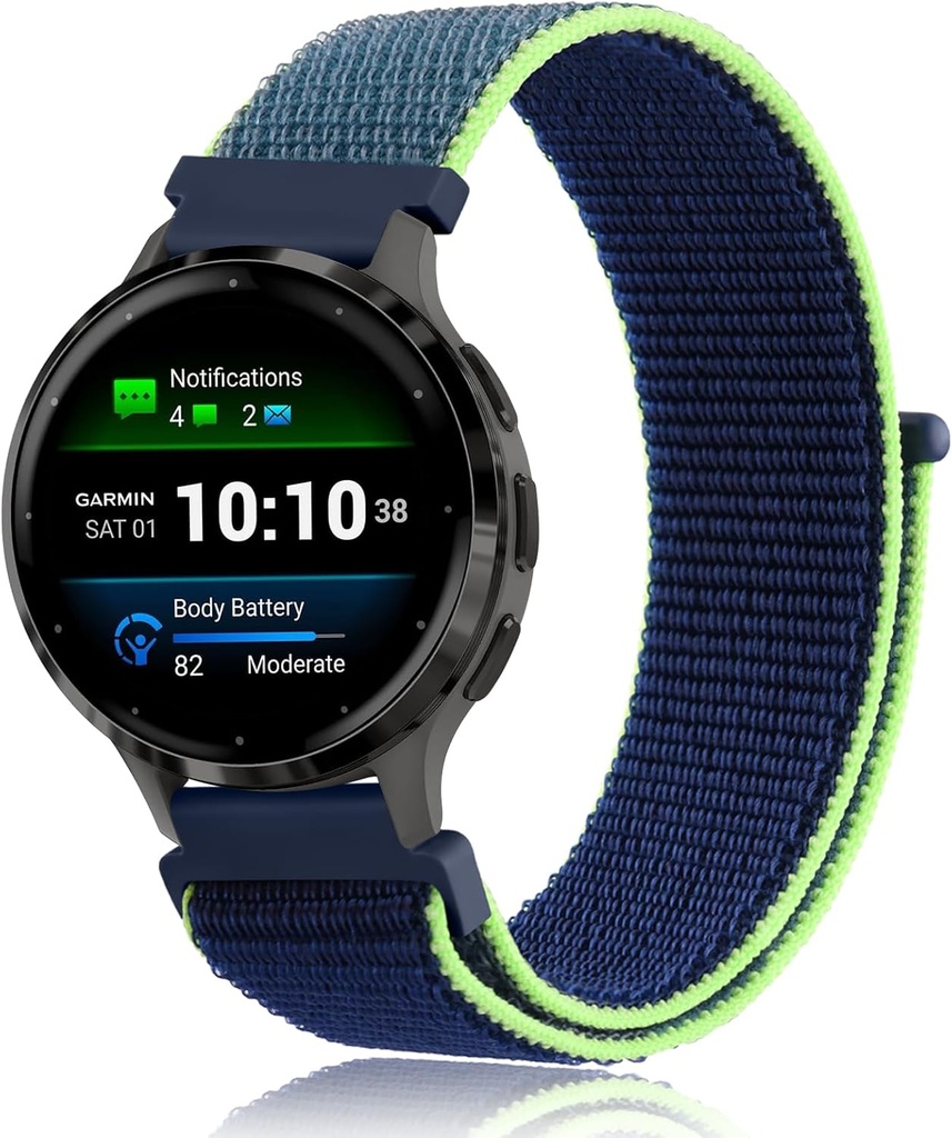 Nylon Sport Band Compatible with Garmin Venu 3S / Venu 2S / Vivoactive 4S / Vivomove 3S Watch Bands, 18mm Quick Release Soft Nylon Adjustable Wristband Strap for Garmin Forerunner 255s/265s Bands for Men Women