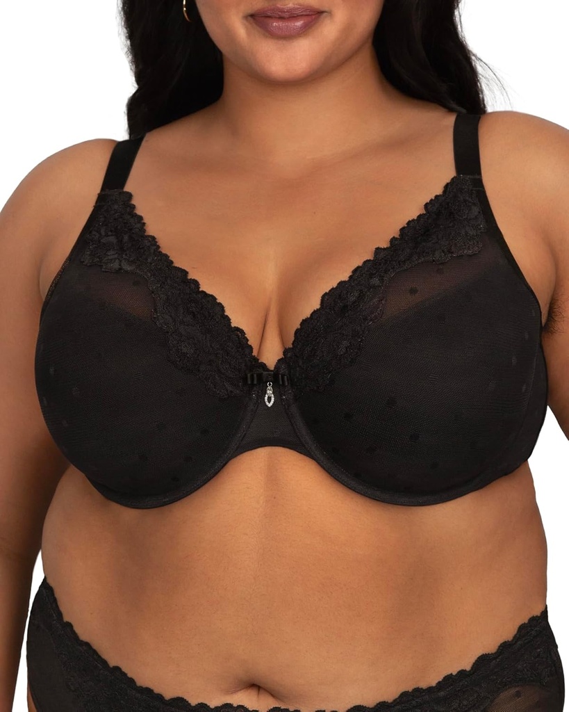Curvy Couture Women's Sheer Whisper Plunge T-Shirt Underwire Bra