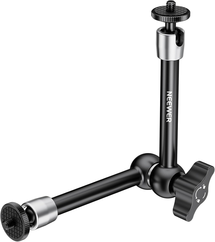 NEEWER 9.8"/25cm Adjustable Friction Magic Arm with 1/4" Screw on Both Ends, Compatible with SmallRig Cage, Flash/LED Light/Microphone/Monitor/SuperClip, Max Load 4.4lb/2kg, ST08