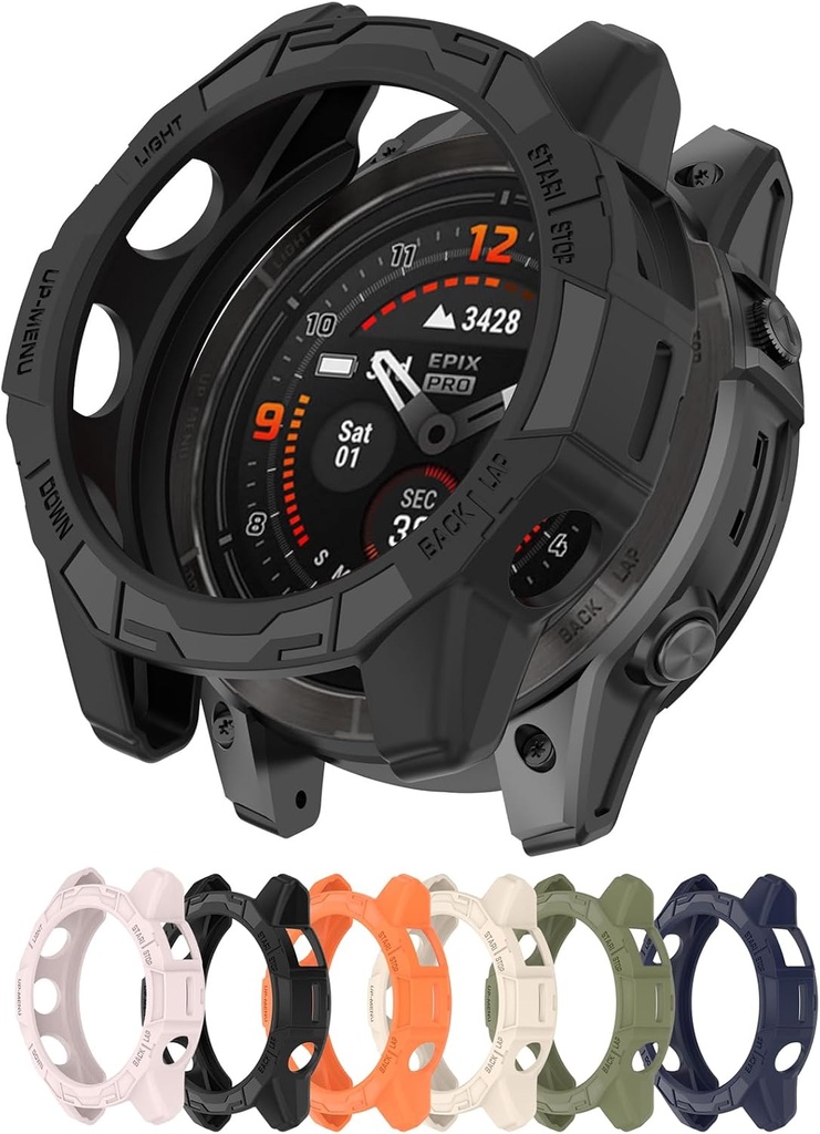 Compatible with Garmin Quatix 7 Pro Protective Case Cover, Smartwatch TPU Protective Case Cover Shell Soft and Durable Watch Accessories(Black)