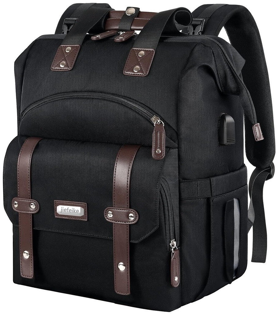 Jiefeike Diaper Bag Backpack, Baby Boys Girls Portable Baby Nappy Bags, Dad Mom Backpack Diaper Bag with Insulated Pockets USB Charging Port RFID Anti-Theft Water-Resistant Pocket Stroller Straps