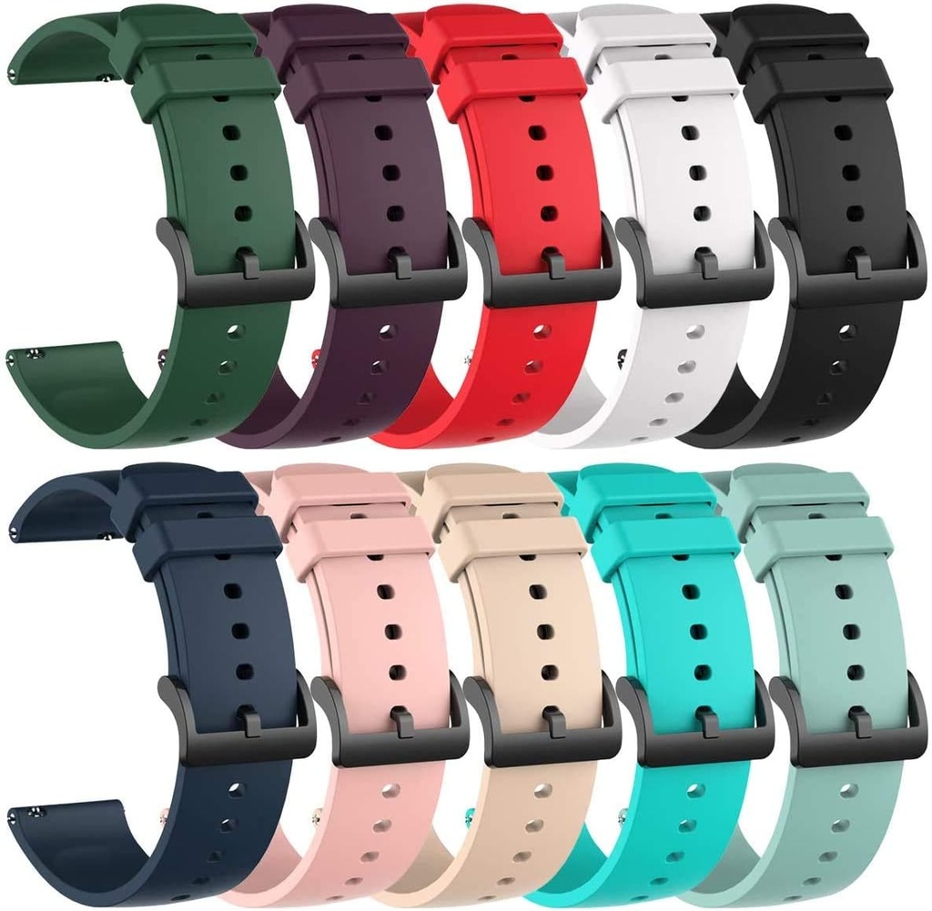 E ECSEM 10PACK Multicolor Bands for Cillso S10/Mingwear K68 K69/SOUYIE SW-7/OWMSIC S51/DEKELIFE Military Watch Strap Adjustable Silicone Sport Replacement Wristbands Straps