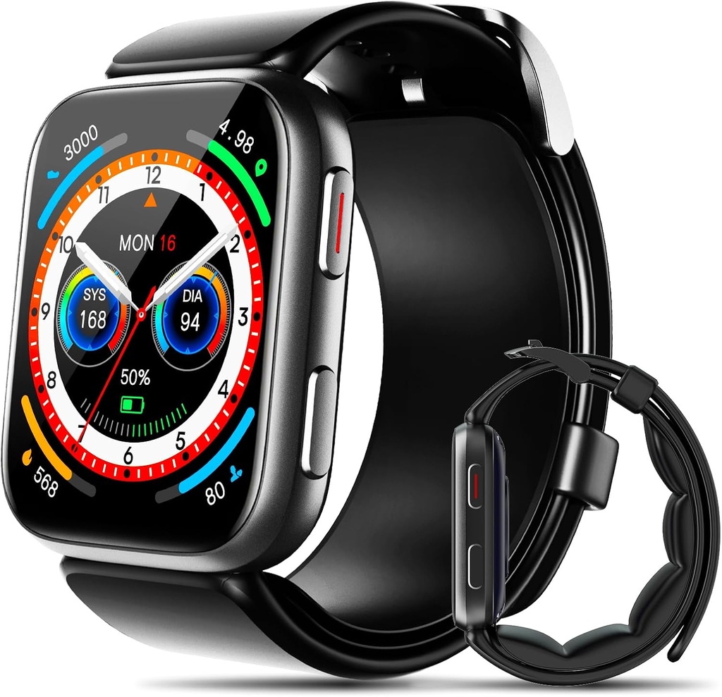 Smart Watch, 1.95" Blood Pressure Smart Watch with Air Pump Cuff, Blood Pressure Monitor Watch with Sleep Heart Rate Monitor, Pedometer, Blood Pressure Watch Supports Data Sharing, Reminder Monitoring