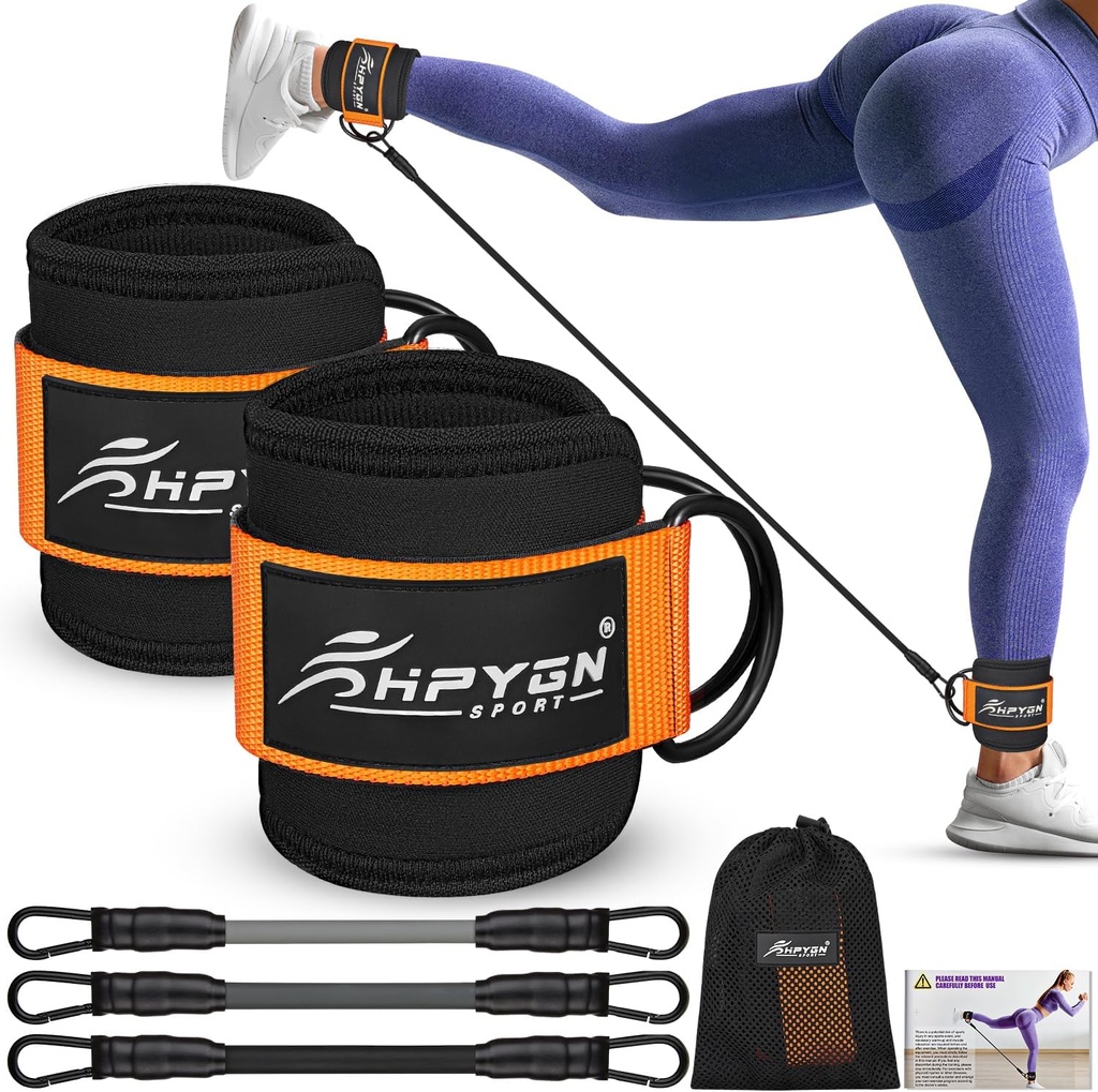 HPYGN Ankle Resistance Bands, Ankle Bands for Working Out with Cuffs, Resistance Bands for Leg Butt Training Workout Equipment for Kickbacks Hip Gluteus Training, Ankle Strap with Exercise Bands