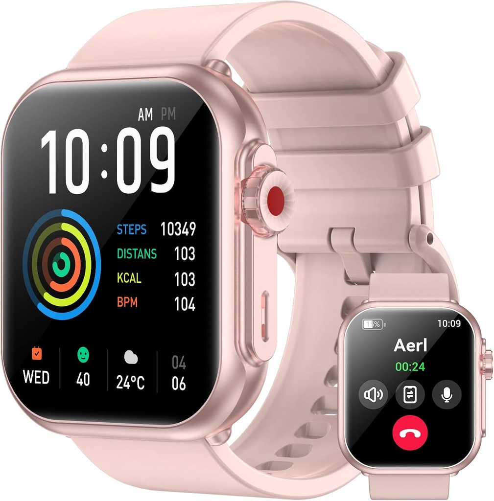 Smart Watch for Men Women, 1000mAh Battery 100-Day Standby Time, 1.85" HD Screen Fitness Tracker, 110+ Sport Modes, IP68 Waterproof, Heart Rate/Sleep Monitor, Fitness Watch for Android/iOS (Pink)
