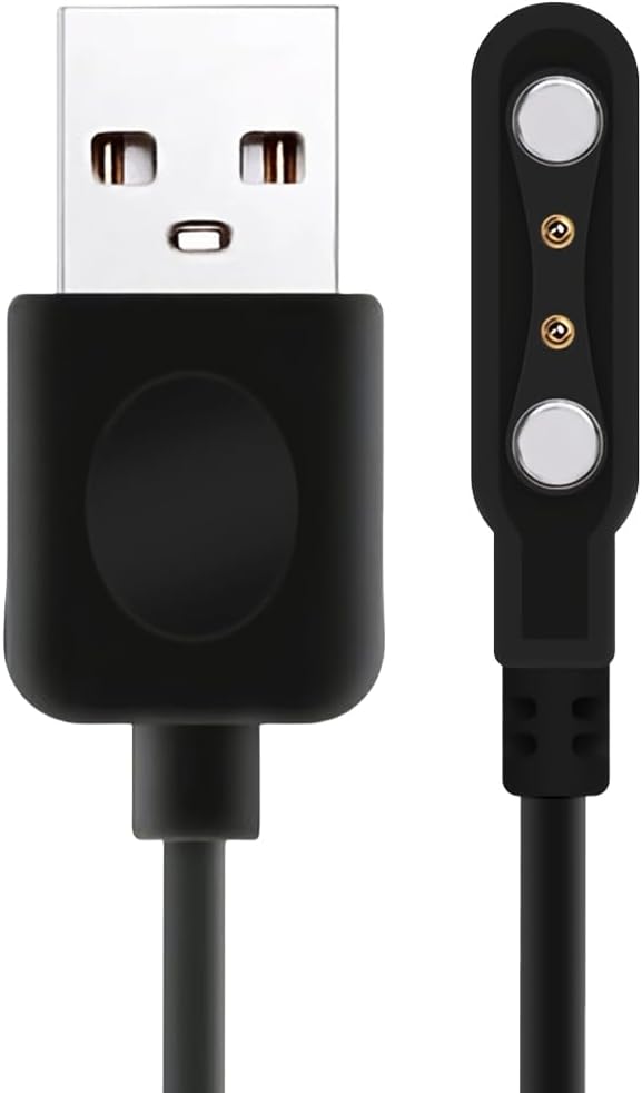 Smart Watch Charger Cable, Magnetic SmartWatch Accessories Charger Cable 2 Pin Cord, Charger Contact pin spacing 4 mm (Black)