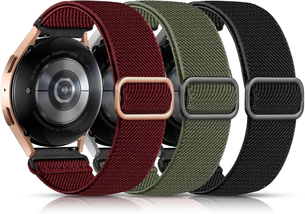 Lerobo Elastic Bands Compatible with Samsung Galaxy Watch 7 6 5 4 40mm 44mm/for Galaxy Watch 6 4 Classic Band 42mm 46mm 43mm 47mm/Watch 5 Pro Band 45mm/Active 2,3 Pack 20mm Adjustable Nylon Sport Band