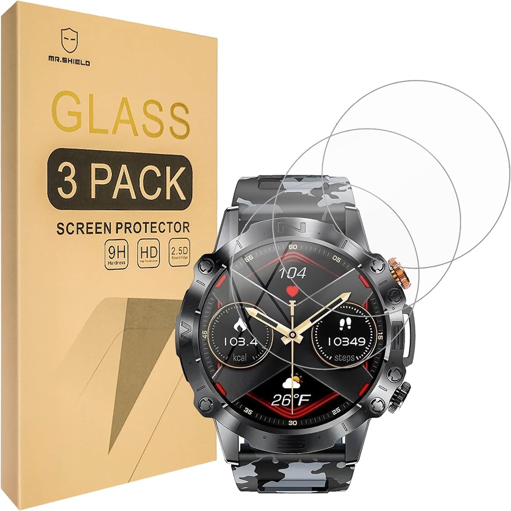 Mr.Shield Screen Protector compatible with GLONHI K59 Pro/SIEMORL ST19 / LIGE ST19 / ESFOE ST19 / LIGE K59, K59 / ST19 1.43" Smartwatch [Tempered Glass] [3-PACK] [Japan Glass with 9H Hardness]