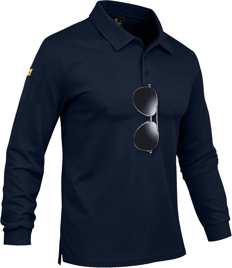 ZITY Men's Polo Shirts Tactical Lightweight Moisture Wicking Long Sleeve Golf Sports Performance Shirts Work Tee