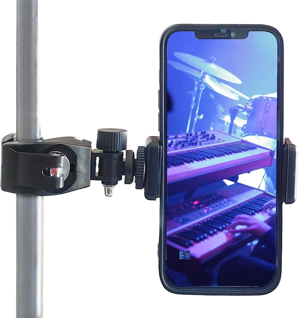 Mic Stand Phone Holder，Phone Holder with Clamp，Bike/Motorcycle Handlebar Clamp Adapter for Insta360 X5/X4/X3/X2,Stroller, Golf Cart,Shopping Cart,Wheelchair,Black