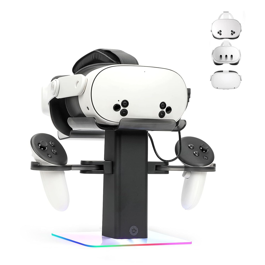 Charging Dock for Meta Quest 3S/Quest 3/Quest 2 Accessories,Quest 3S Charging Dock Adjustable Quick Charging Stand, Bottom LED Light & Non-Slip Mat