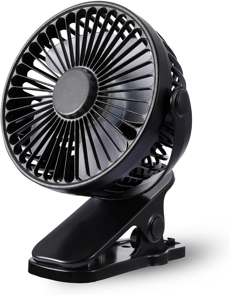 Portable Clip on Fan, Rechargeable USB Desk Fans, Stroller Fan With TYPE-C Port 360° Rotatable Personal Small Mini Table Fan for Home Office Car Seat Crib Camping (Clip on Fan-black)