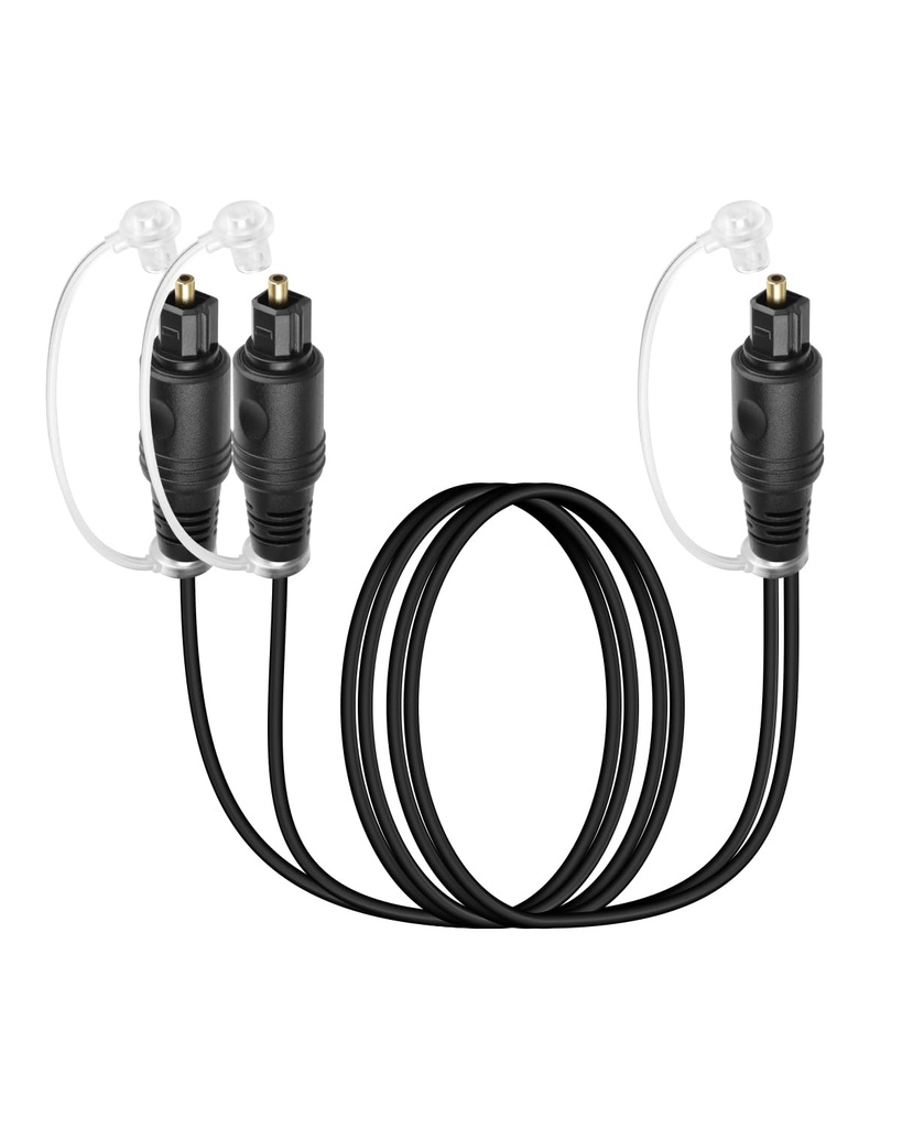 GELRHONR 1 in 2 Out Digital Optical Audio Splitter, Toslink Fiber Optic Splitter with Dust Caps for TV, DVD, HDTV, Home Theater, Sound Bar, Amplifier (1M Male)