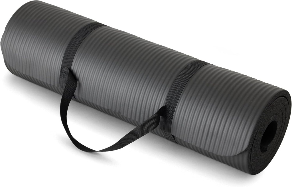 Amazon Basics 1/2 Inch Extra Thick Exercise Yoga Mat with Carrying Strap, Cushioned Support, for Fitness and Gym Workouts