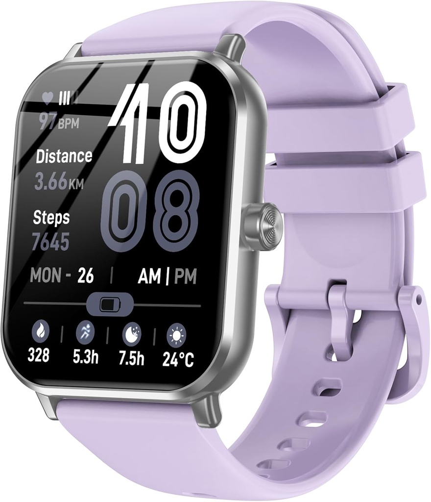 Smart Watch, 1.83" HD Smartwatch for Men Women with 120 Sports Modes, Bluetooth Call & Make Call, Health, Fitness & Sleep Tracker, Timer, 5 ATM Water-Resistance, Fitness Watch for Android/iOS, Purple