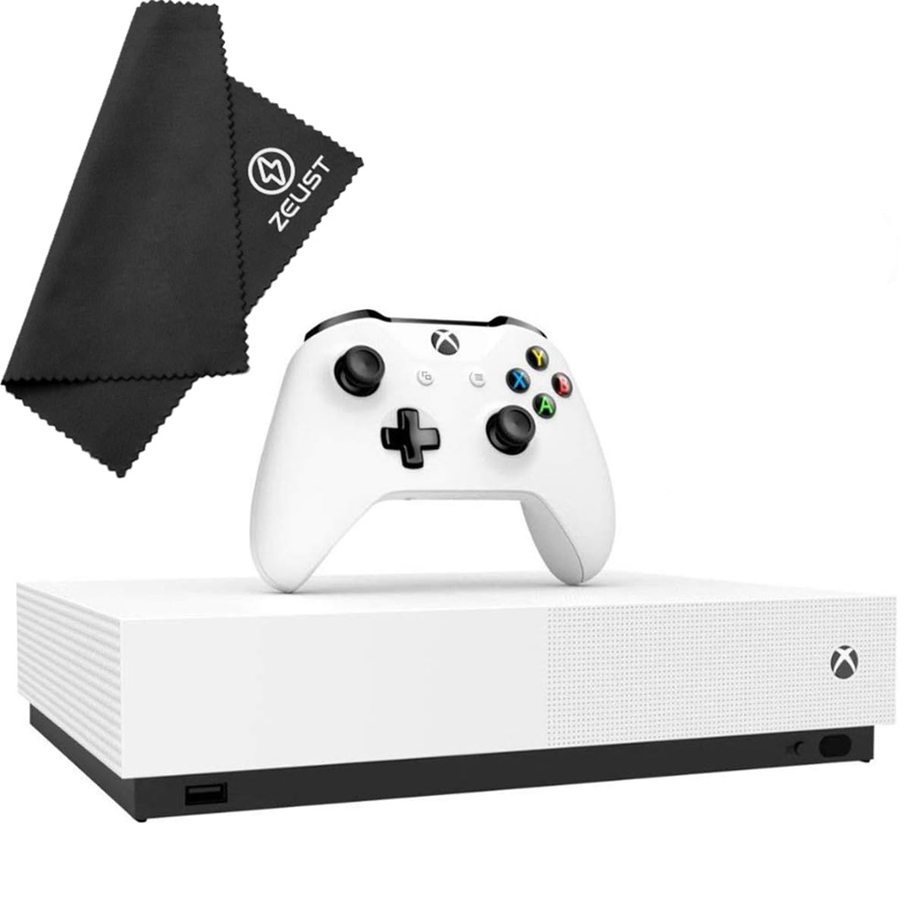 Zeust Xbox One S 1TB All-Digital Edition Console Bundle - Includes the Xbox One Series S Console White, 1x Wireless Controller, and a Microfiber Cloth (Renewed)