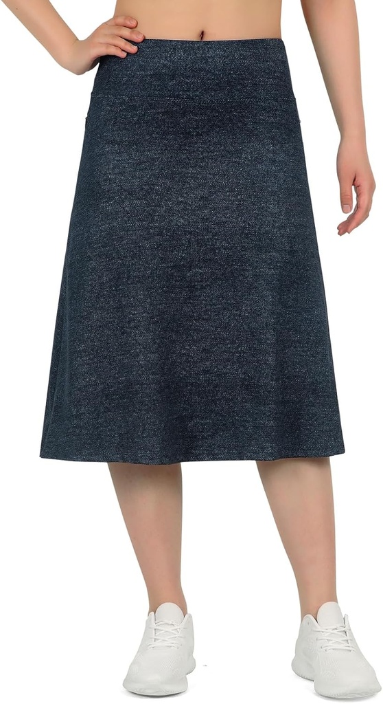 ANIVIVO 26" Knee Length Skorts for Women with Zipper Pockets Midi Skorts Long Athletic Skirts