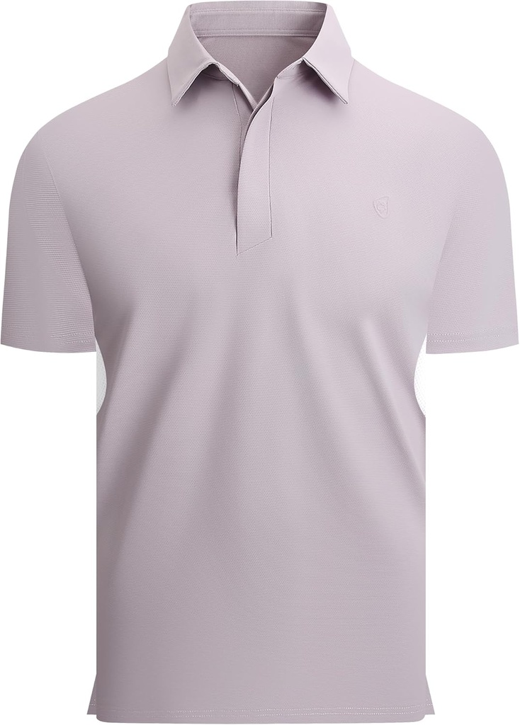 Alex Vando Men’s Golf Polo Shirt Lightweight Textured 4-Way Stretch Performance Polo with Mesh Side