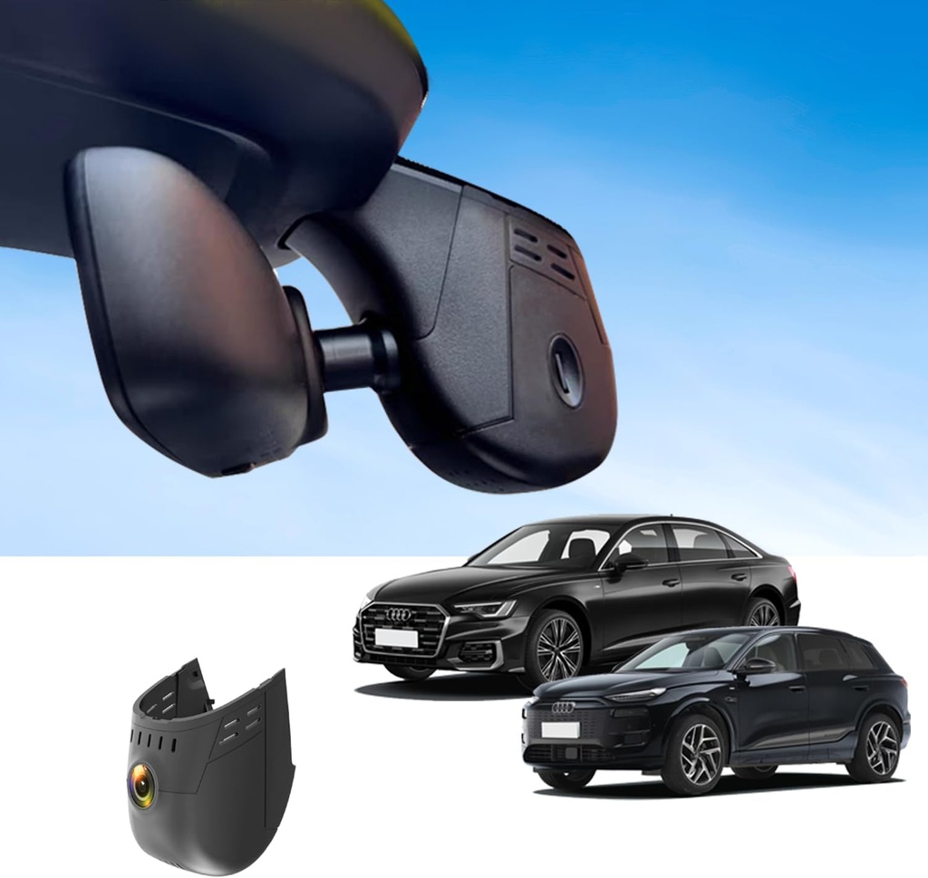 Audi Dash Cam for 2019-2024 A3-8/Q3/Q5/Q7/Q8/TT/e-tron, Audi Wireless Dash Camera with OEM Style, Night Vision, HDR, WiFi & App, Parking Mode, Plug and Play, 64GB Card, Beige