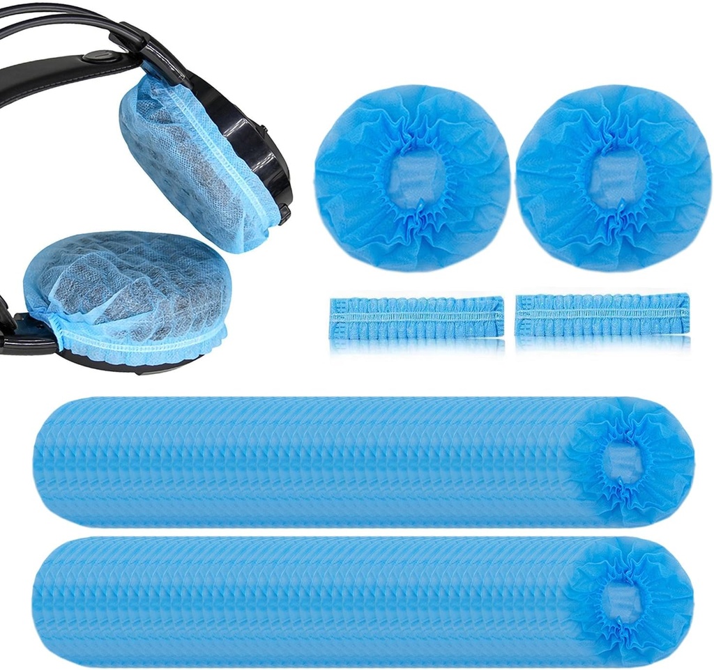 Headphone Covers, 100pcs Disposable Ear Covers Made of High Elastic Non-Woven Fabric, Perfect for Ear Headphones with 3.15”-4” Earpads (Blue)
