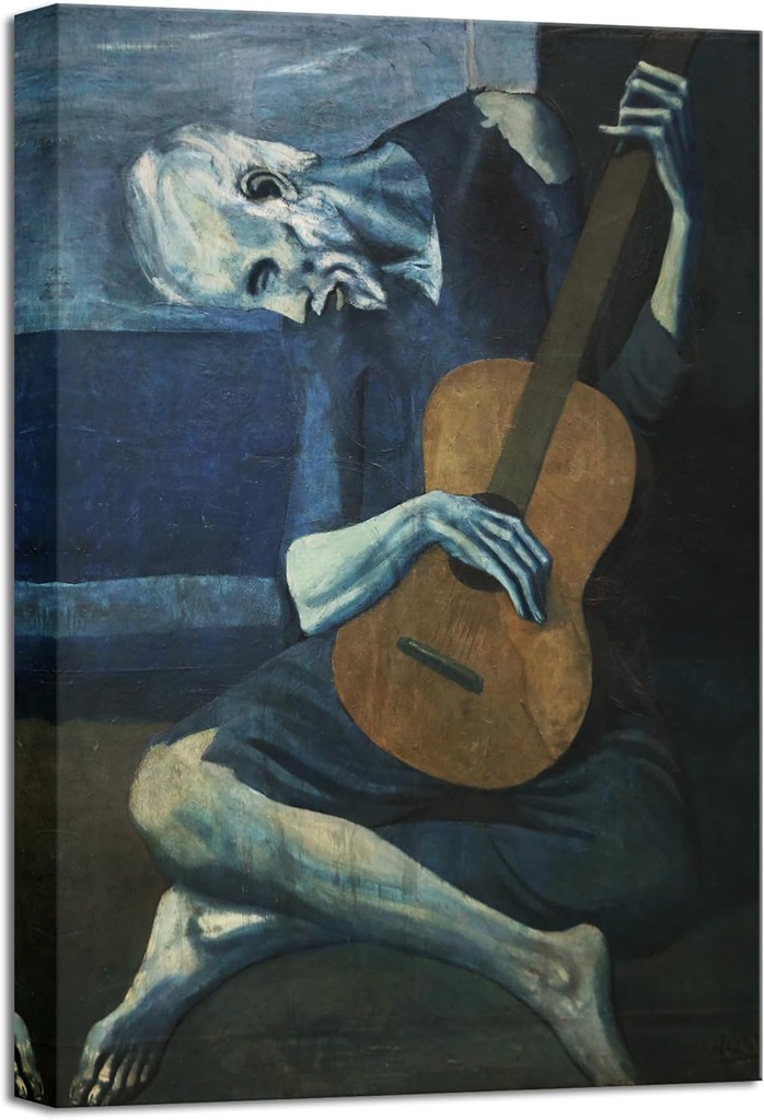 Wieco Art Canvas Prints The Old Guitarist by Pablo Picasso Abstract Canvas Wall Art for Wall Decor and Home Office Decorations