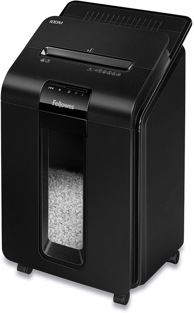 Fellowes AutoMax Micro-Cut 100M Commercial Office Auto Feed 2-in-1 Paper Shredder with 100-Sheet Capacity, Black