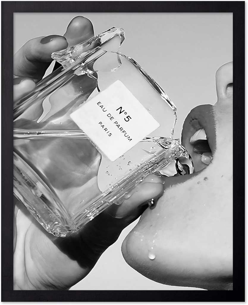 Poster Master Drinking Perfume Print - Fashion Poster - Black and White Art - Luxury Brand Wall Design - Girly Photography Art - Great Girl's Room or Office Decor - 8x10 UNFRAMED Wall Art