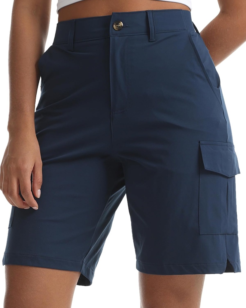Women's Lightweight Hiking Cargo Shorts for Running Athletic Camping Travel Golf - Water Resistant with 5 Pockets