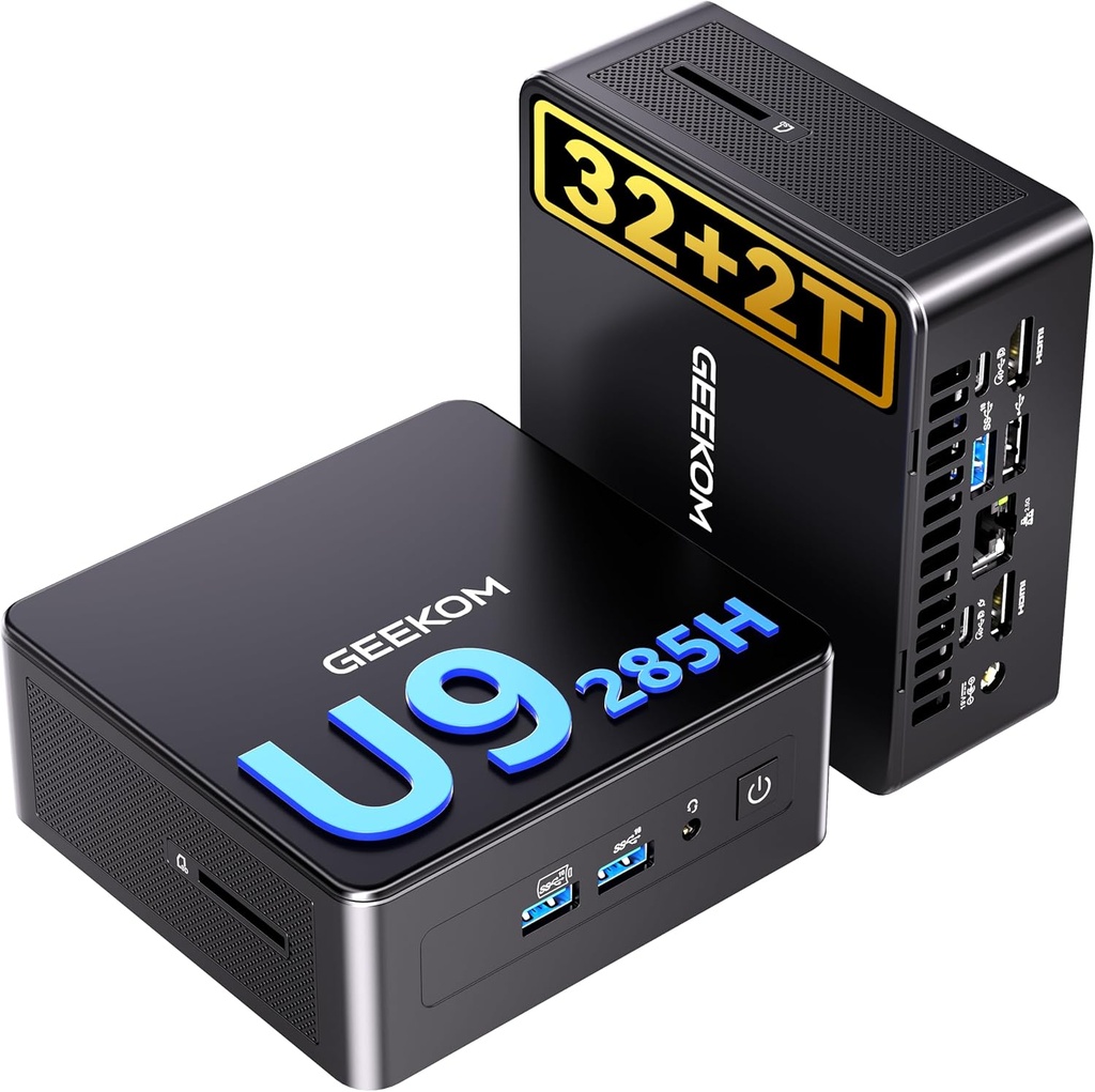GEEKOM IT15, The Most Powerful AI Mini PC with Intel Ultra 9 285H(15th Gen) 99 Tops | 32GB DDR5, 2TB SSD | Arc 140T GPU | WiFi 7, 8K Quad Display, Win11 Pro, Video Editing, Coding, and Multitasking