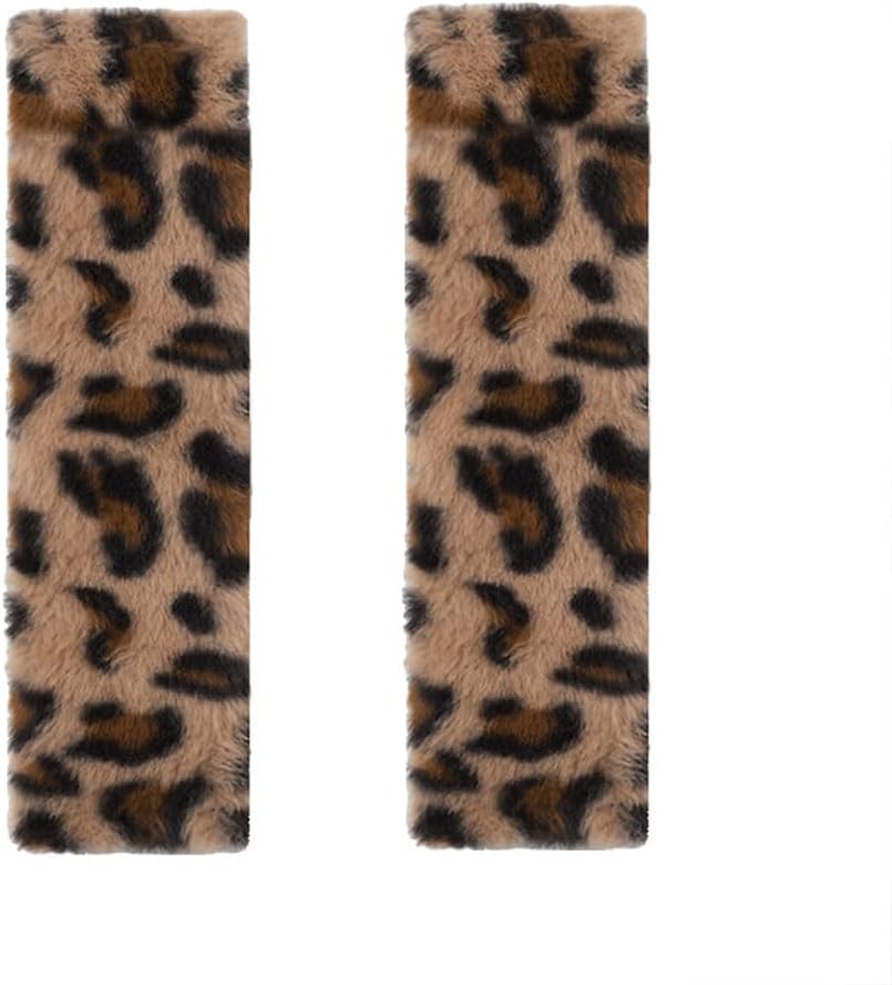 2 Pack Seat Belt Cover Pad, Cute Plush Leopard Print Seatbelt Covers Seatbelt Shoulder for More Comfortable Driving, Plush Fluffy Soft Seat Belt Cover, Car Interior Accessories