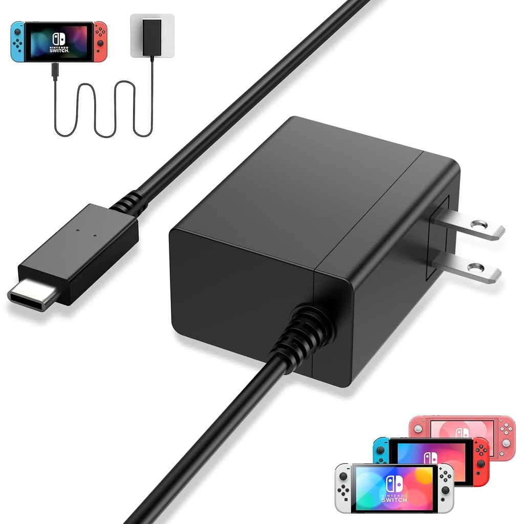 Charger for Nintendo Switch, 45W AC Adapter, 20V/2.25A Fast Charging with 5FT USB-C Cable Compatible with Lite/OLED/Steam Deck/PlayStation Portal, Support Switch TV Mode