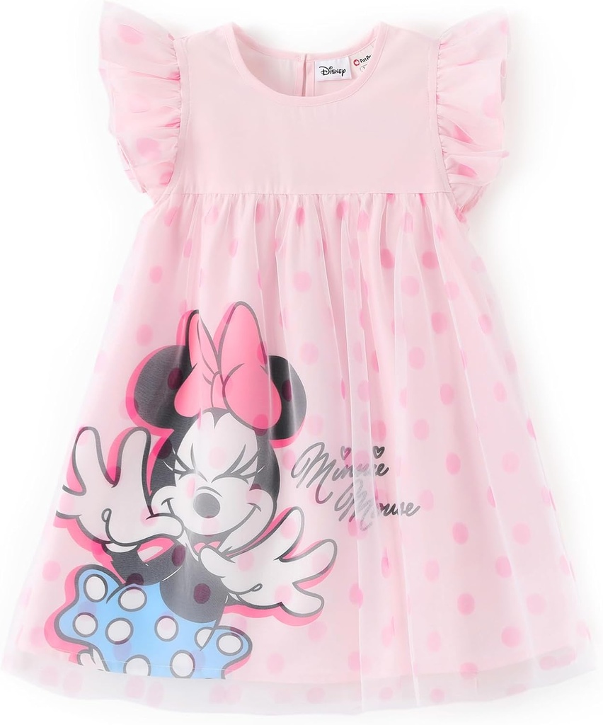 Disney Frozen Elsa Minnie Princess Winnie Girl Dress Ruffle Short Sleeve Tulle Skirt Summer Clothes Kids Outfit Baby/Toddler