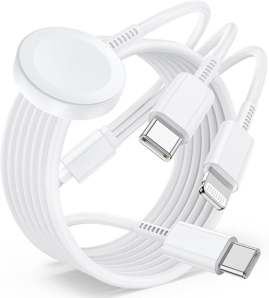 QZVOO for Apple Watch Charger Fast Charging,3 in 1 Multi Charger Cable USB C Cable,iWatch Charger Cord 6FT for iWatch Ultra3/2/1/SE 3/2 Series 11/10/9/8/7/6/5/4,for iPhone17 15 16 Pro Max/14/13/12/11