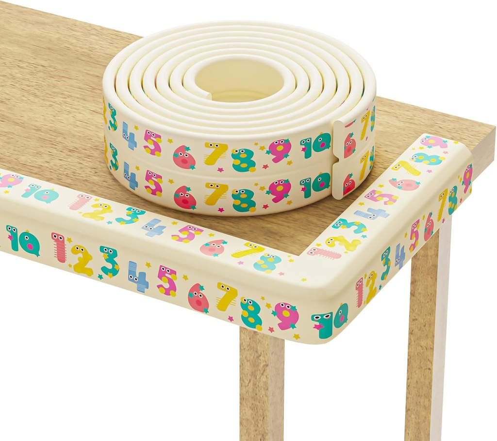 Lonlown Edge Protector for Baby 6.5ft Soft Protective Foam Cushion Furniture Edge and Corner Guards Baby Child Proofing Cartoon Digital Pattern Odorless Safe for Table,Fireplace,Countertop