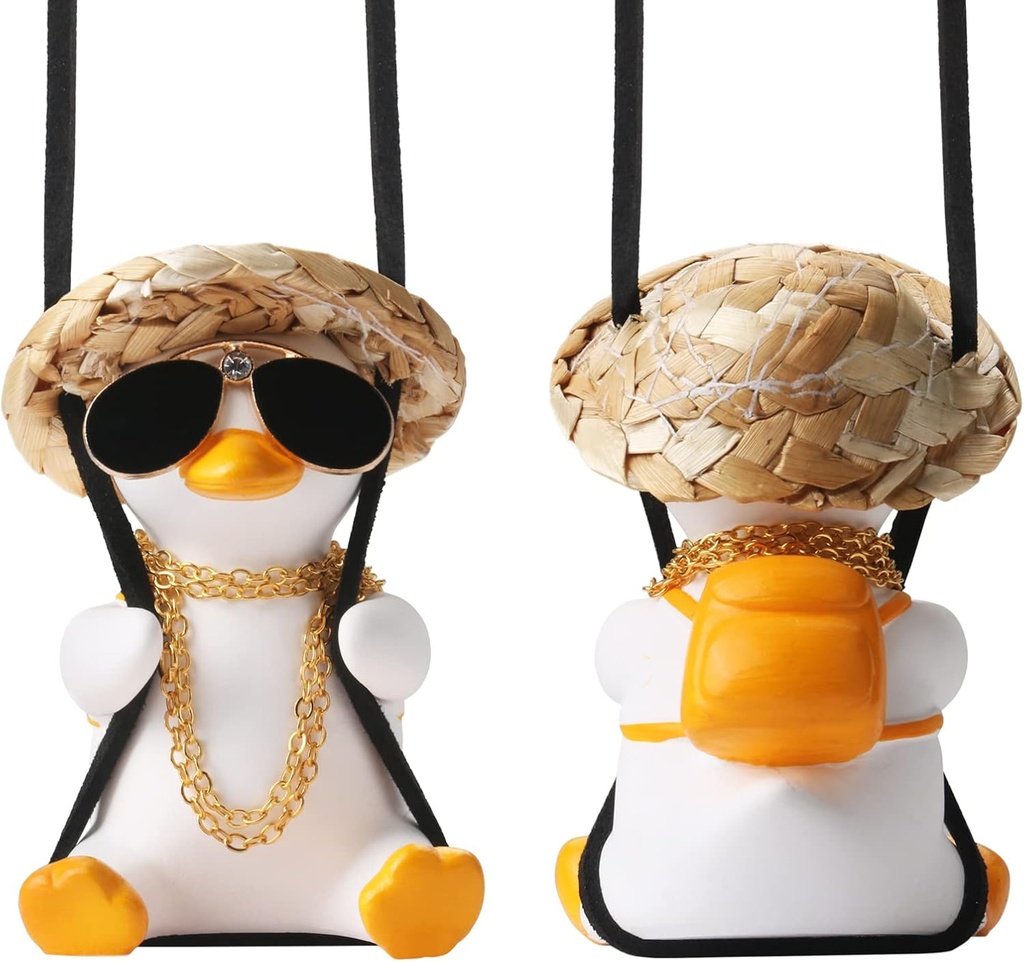 Cool Swinging Duck Car Hanging Ornament Cute Car Decor Rear View Mirror Accessories Interior for Women Men Teens Truck Rearview Christmas Tree Decorations Things Birthday Funny Xmas Gifts for Mom Dad