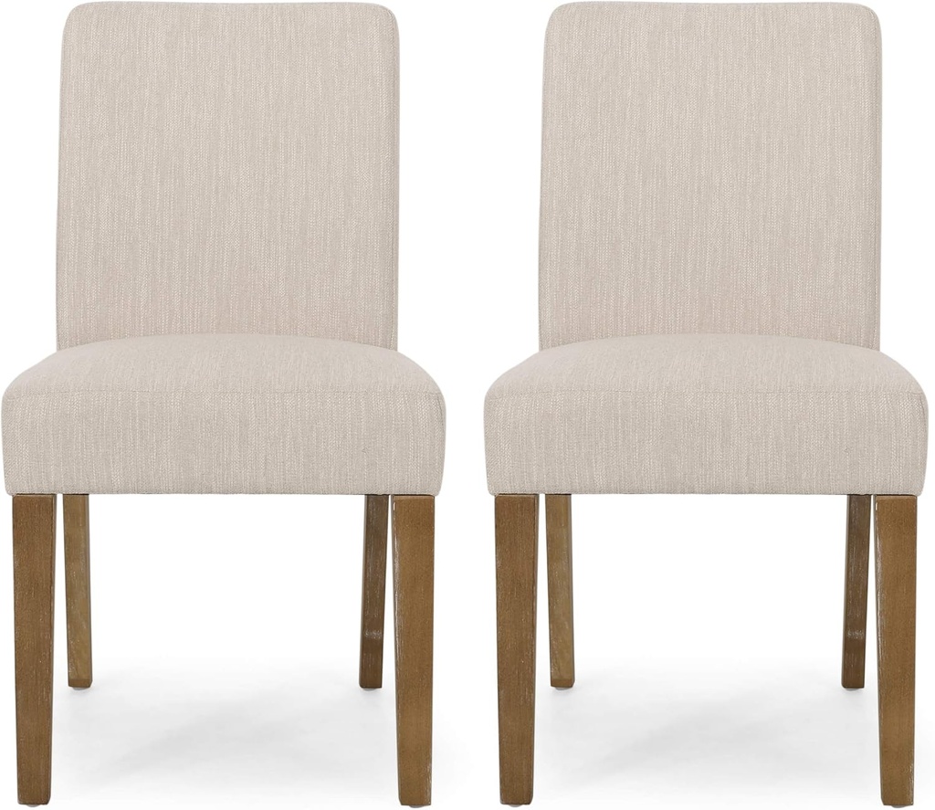 Christopher Knight Home Kuna Contemporary Upholstered Dining Chair (Set of 2), Beige + Weathered Brown