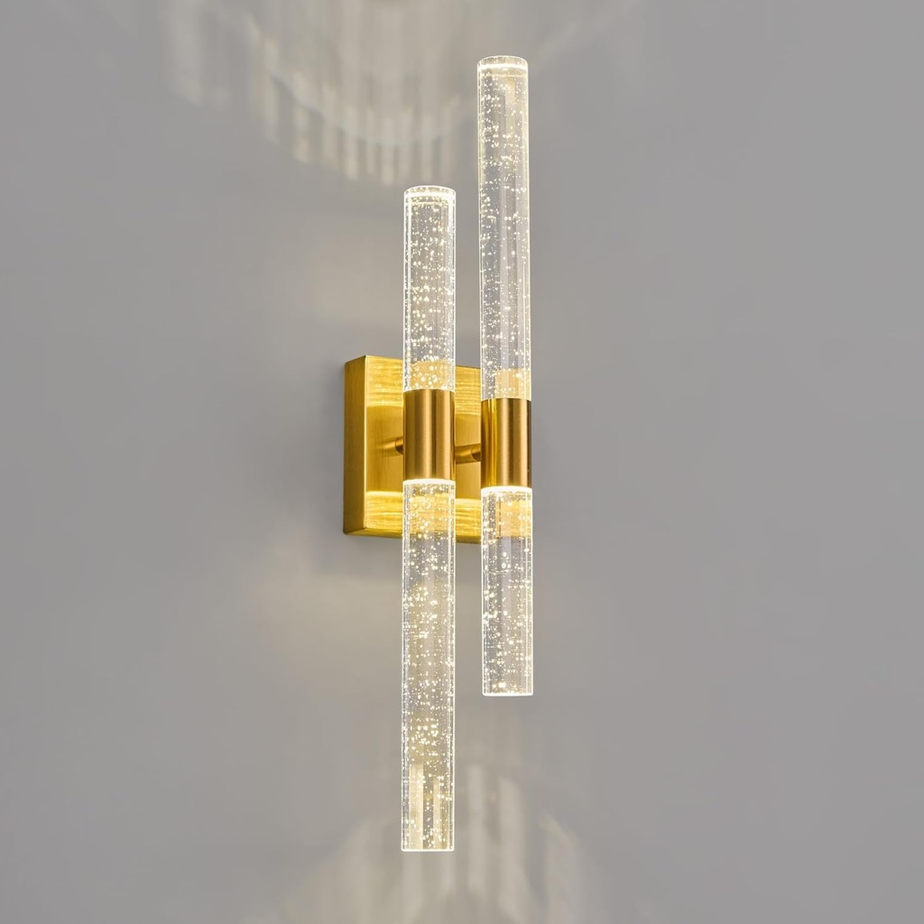 Modern LED Vanity Light Bathroom Vanity Light Fixtures Gold Crystal Sconces Wall Lighting 21.25in 4000K Vertical and Horizontal Wall Mounted Sconces for Bedroom Living Room Hallway（1-Pack）