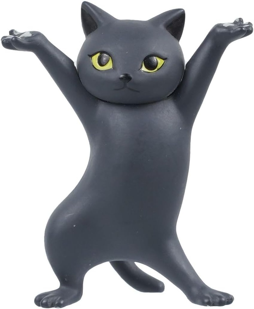 Cute Cat Pen Holder for Desk, Funny Cat Figurine Office Accessories, Unique Pencil Holder for Cat Lovers (Black)