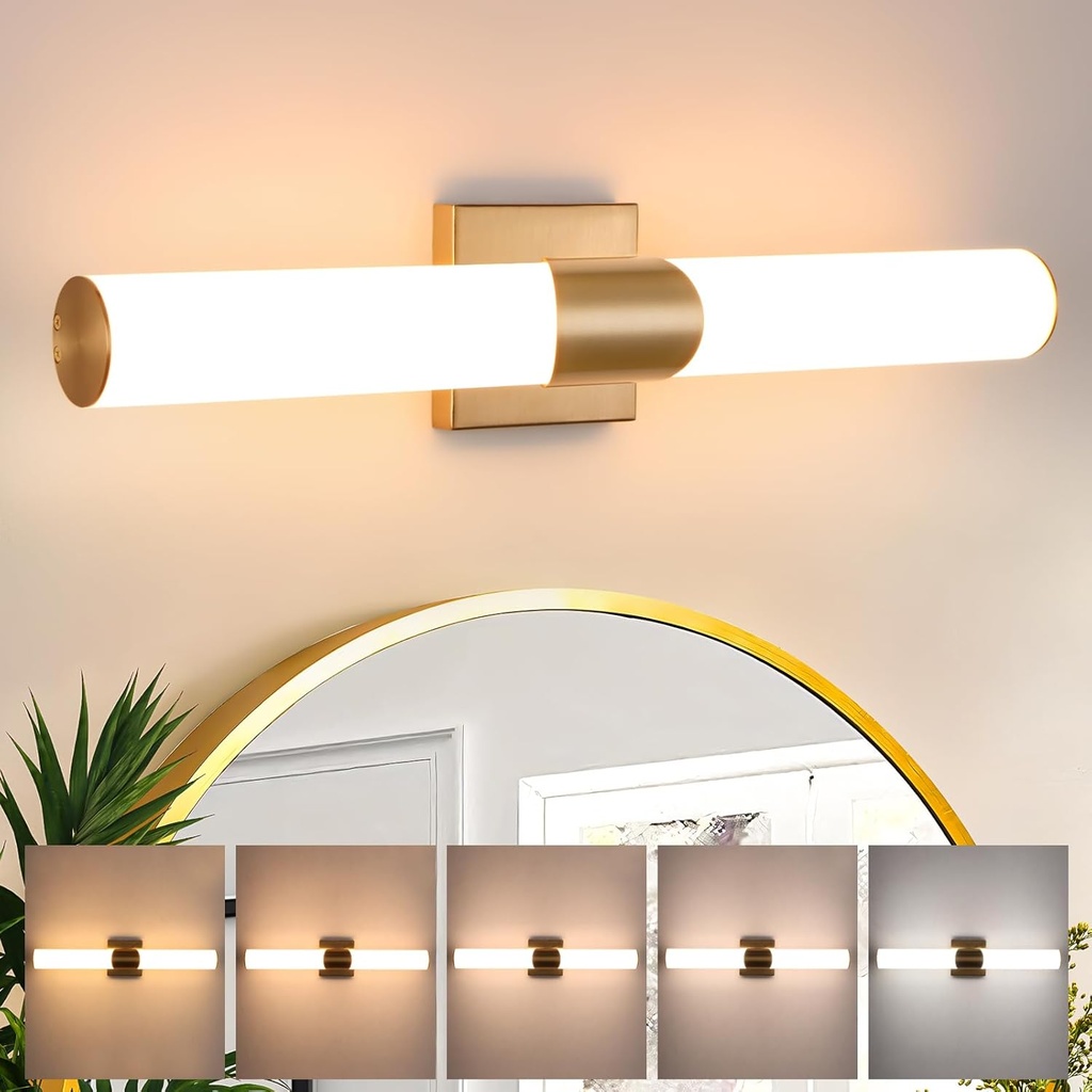 Modern Wall Sconce 22 Ihch Gold Bathroom Sconces LED Wall Lighting Fixtures with Acrylic Shade Hardwired Long Vanity Lights Over Mirror for Bedroom Living Room Hallway
