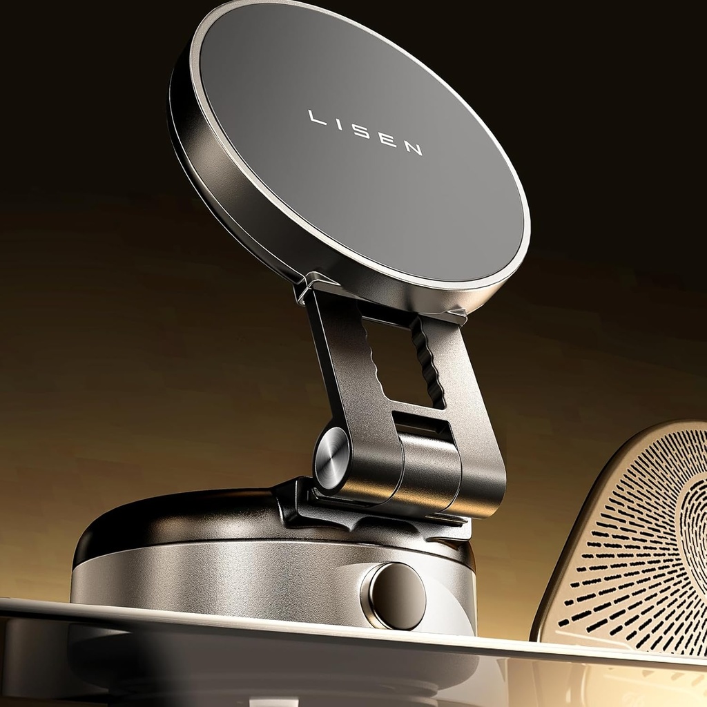 LISEN for iPhone 17 Portable Electric Vacuum Suction Phone Holder for Car MagSafe, Magnetic Phone Holder for Car Suction Cup Phone Mount Foldable for iPhone 17 Pro Max Air /16/15/14/13/12