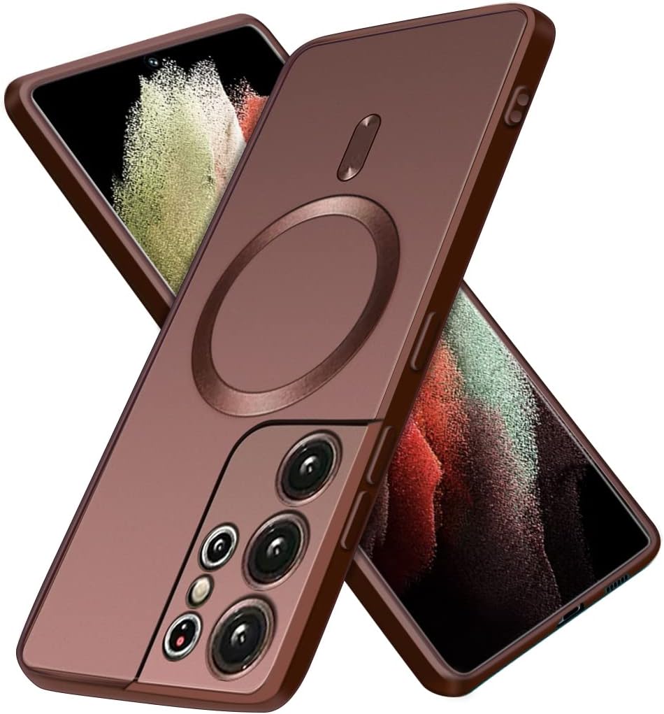 for Samsung Galaxy S21 Ultra Case, Slim Soft Bumper Protective Covers with Full Camera Lens,Anti Fall,with Port Protection,in 6.8 inch,Brown