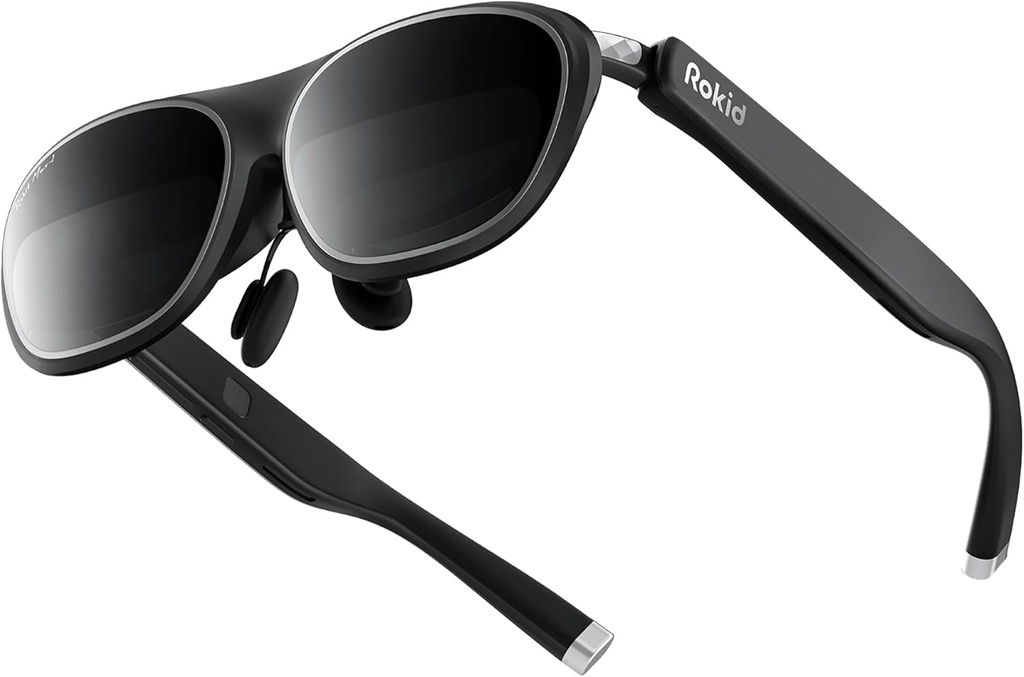 Rokid Max 2 AR Glasses Black, 215" Micro-OLED Display, 50° FOV, 600 Nits Brightness, Compatible with Smart Phone, Steam Deck, ROG, and More, Immersive Wearable Display for Gaming & Entertainment
