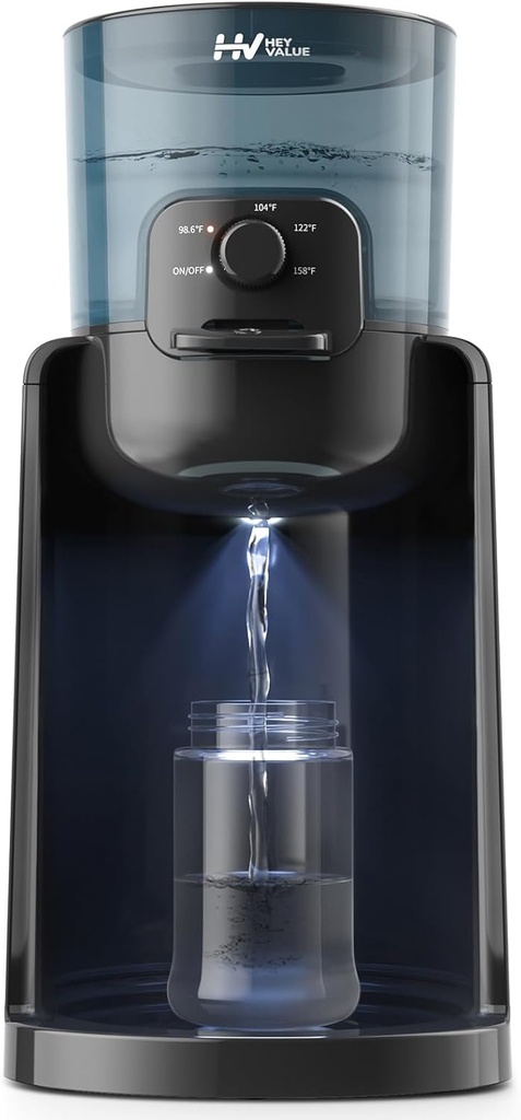 Water Warmer, HEYVALUE Baby Bottle Warmer, Formula Maker with Night Light, 4 Temperature Control & 72H Keep Warm, Detachable Tank, Instantly Dispenses Warm Water, Feed Baby More Easier and Healthier