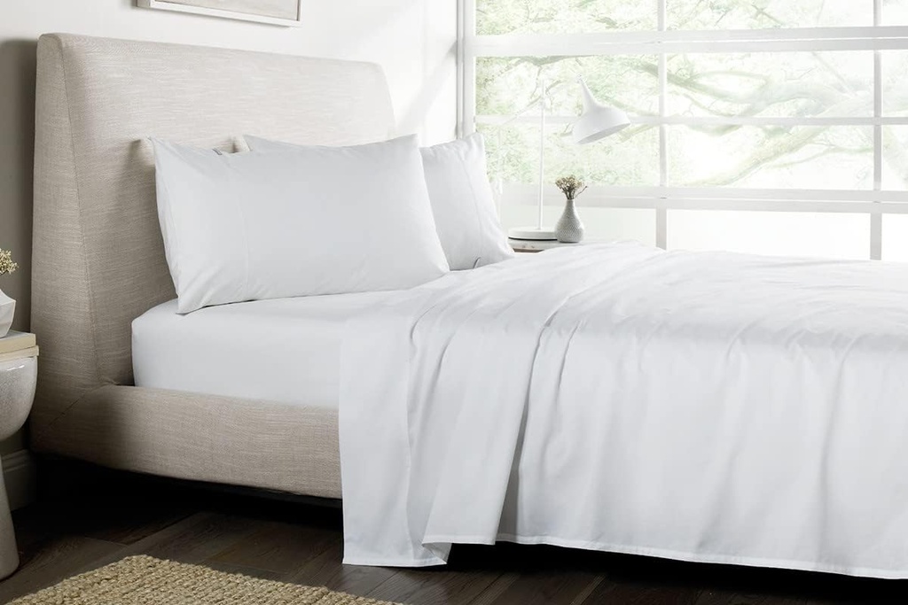 White 4 Piece - Bed Sheets Set Hotel Luxury Soft - 100% Egyptian Cotton 650TC - Fade Resistant - - Queen Size 60x80 inch Fits Up to 8-12" inches Deep Pocket (White Solid)